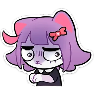 🥺 mèo, hoạt hình, nhãn dán, tím, tức giận, khó chịu whatsapp sticker