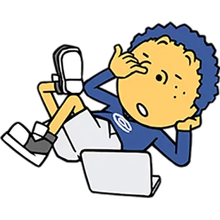👃 cartoon, laptop, tired, sleepy, student, bored, computer telegram sticker
