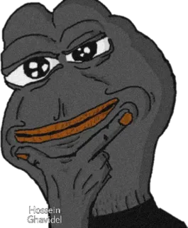 🧐 Hossein Ghavidel pepe, denkend, meme, internet cultuur telegram sticker