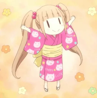 🥕 HAPPY
LUCK Anime Mädchen, Rosa Kimono, Kawaii, Glückskatze, Anime whatsapp sticker