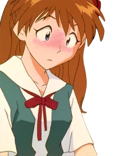 😳 Asuka Langley Soryu Neon Genesis Evangelion Anime, Charakter, Fanart, Schuluniform, Mädchen telegram sticker