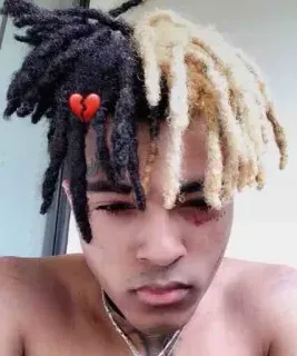 💜 XXXTentacion XXXTentacion, Rappeur, Musique, coeur brisé, visage, dreadlocks, oeil au beurre noir telegram sticker