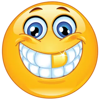 😃 emoji, smile, face, yellow, tooth, gold telegram sticker