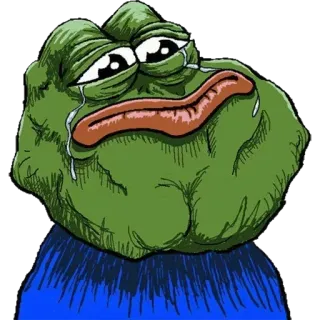 😞 Pepe the Frog Pepe de Kikker, Meme, Internetmeme, verdrietig, huilen, kikker telegram sticker