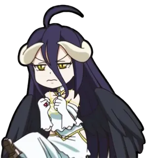 😤 Albedo Overlord Anime, Kartun, Chibi, Fan art, Tanduk, Iblis telegram sticker