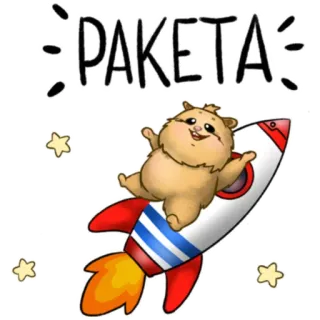 🎉 PAKETA ハムスター, ロケット, 宇宙, 星, かわいい, 漫画 telegram sticker