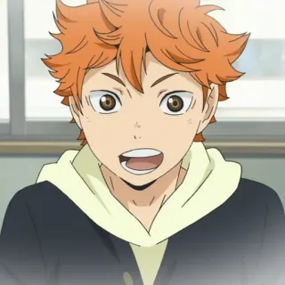 🏐 Hinata Shoyo Haikyuu!! Hinata Shoyo, Haikyuu!!, anime, cartoon, manga, orange hair, smiling telegram sticker