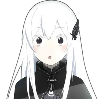 😯 Echidna Re:Zero Anime, Hexe, Weißes Haar, Schmetterling, Süß whatsapp sticker