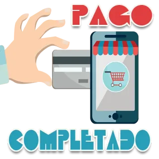 👍 PAGO COMPLETADO Pagamento, Completato, Shopping online, Carta di credito, Pagamento mobile, Carrello, E-commerce telegram sticker