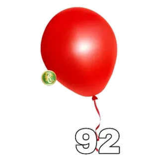 9️⃣ 92 globo, rojo, número, 92, celebración telegram sticker