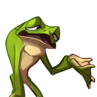😪 grenouille, dessin animé, animal, mème, confus, geste telegram sticker