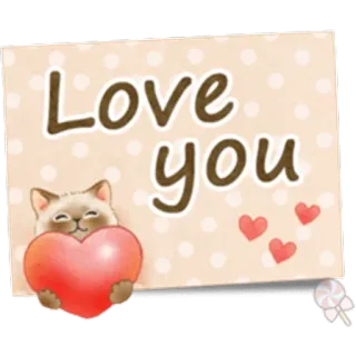 🐱 Love you amor, gato, corazón, lindo, saludo whatsapp sticker