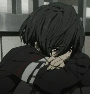 🖤 Anime, Triste, Depresso, Personaggio, Oscuro, Monocromatico telegram sticker