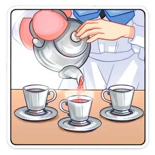 🍵 чай, напиток, питье, иллюстрация, наливание, чашки, сервис whatsapp sticker