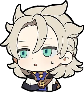 😥 Albedo Genshin Impact 알베도, 원신, 비디오 게임, 애니메이션, 캐릭터, 스티커, 귀여운 telegram sticker