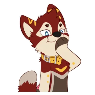 🤭 zorro, dibujos animados, antropomórfico, animal, pegatina, lindo, peludo, collar telegram sticker