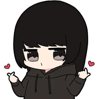 💕 chibi, cute, heart, k-pop, hoodie, finger heart, anime telegram sticker