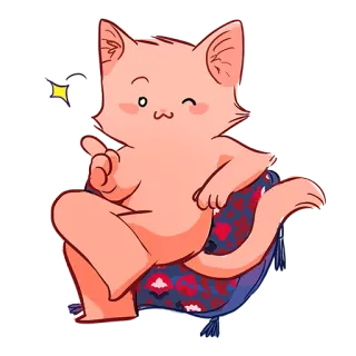 😉 Katze, Tier, süß, kawaii, Zwinkern, sitzen, Kissen, Friedenszeichen telegram sticker