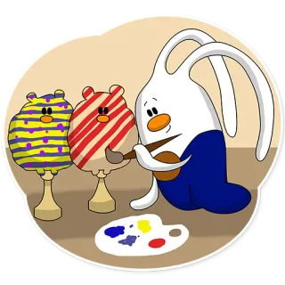 😋 kreskówka, królik, obraz, artysta, zwierzęta, rękodzieło telegram sticker