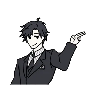 ✨ personnage, costume, pointant, style anime, homme whatsapp sticker