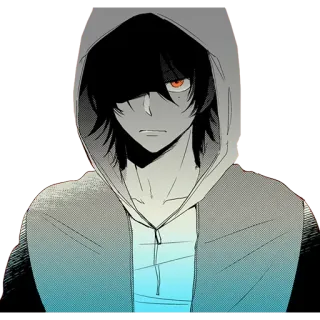😠 Anime, Manga, Personaggio, Felpa con cappuccio, Occhio arancione, Arte, Emo telegram sticker