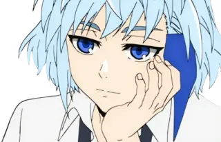 🧢 Anime, capelli blu, personaggio, Manga, cartone animato telegram sticker