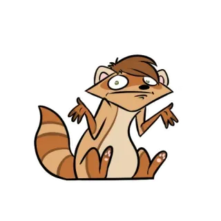 🤷‍♀️ raccoon, cartoon, animal, sitting, shrugging, brown telegram sticker