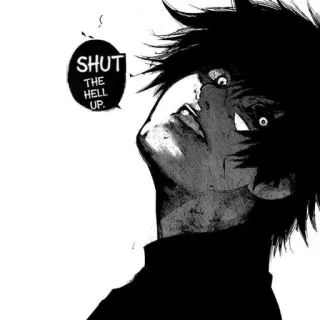 🤬 SHUT THE HELL UP. Anime, Mangá, Cala a boca, Gráfico, Preto e branco telegram sticker
