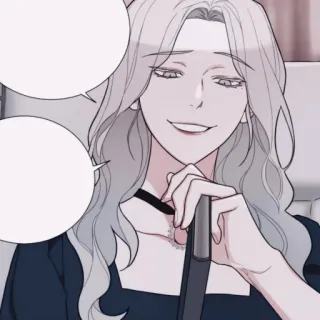 🩺 vrouw, smirrend, portret, anime stijl, cartoon, gezichtsuitdrukking whatsapp sticker