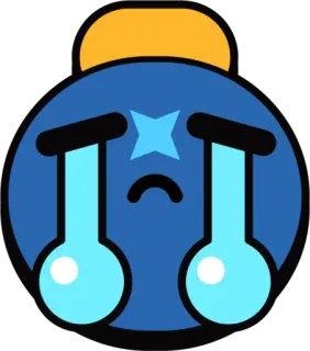 😔 triste, chorando, emoji, azul, lágrima, expressão telegram sticker