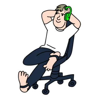 😊 hombre, auriculares, relajante, silla, casual, sentado whatsapp sticker