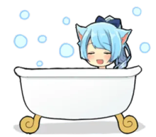 🛁 Cô gái anime, Bồn tắm, Kawaii, Dễ thương, Hoạt hình, Tai mèo telegram sticker