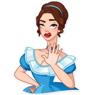 ✋ femme, dessin animé, geste, stop, illustration, personnage telegram sticker