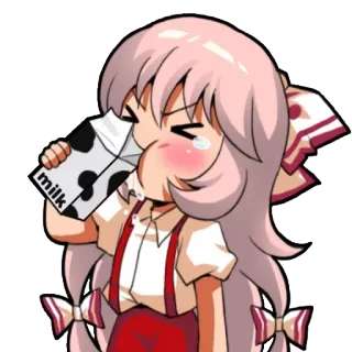 😝 milk latte, anime, ragazza, bevendo, carina, kawaii telegram sticker