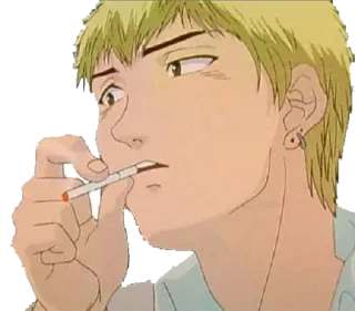 🤨 anime, sigaretta, fumare, personaggio, uomo, capelli biondi telegram sticker