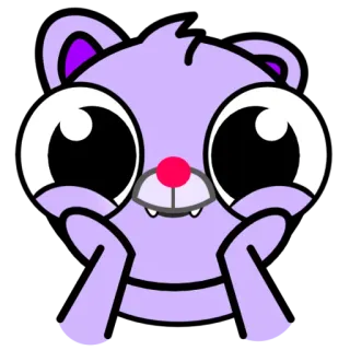 🙂 tier, niedlich, cartoon, aufkleber, bär, lila, augen whatsapp sticker