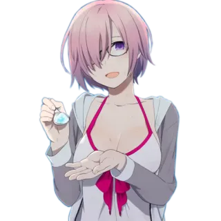 🥄 Fille anime, Lunettes, Cheveux roses, Dessin animé, Personnage telegram sticker