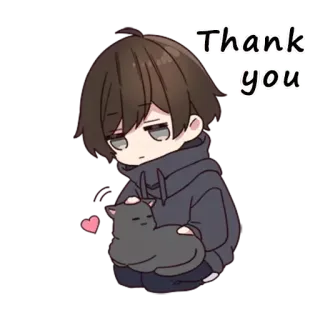 😺 Thank you Anime, Ragazzo, Gatto, Cuore, Carino, Grazie telegram sticker
