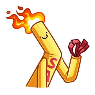 👌 Dessin animé, Feu, Dynamite, Bâton, Étincelle, Jaune, Rouge telegram sticker