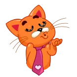 😘 кот, поцелуй, галстук, сердце, оранжевый, милый telegram sticker