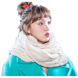 😯 coréenne, portrait, hiver, écharpe, femme, asiatique telegram sticker