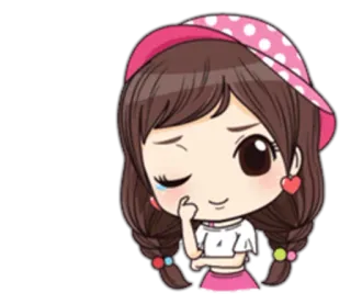 😌 desenho animado, menina, fofo, piscadela, alegre, animado telegram sticker