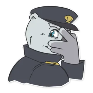 😏 クマ, 警察, 漫画, 警官, 動物, 帽子 whatsapp sticker