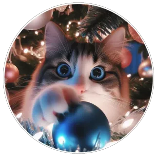 🥰 mèo, giáng sinh, động vật, thú cưng, dễ thương, cây, đồ trang trí whatsapp sticker