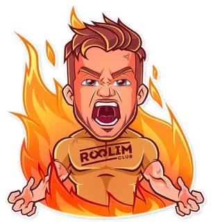 😡 ROOLIM CLUB 男人, 火, 卡通, 生气, 俱乐部, ROOLIM CLUB telegram sticker