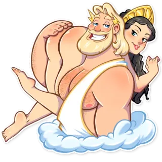 😁 Zeus greek mythology, gods, cartoon, nudity, cloud telegram sticker
