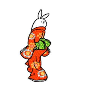 💃 lapin, lapinou, kimono, japonais, animal, mignon whatsapp sticker