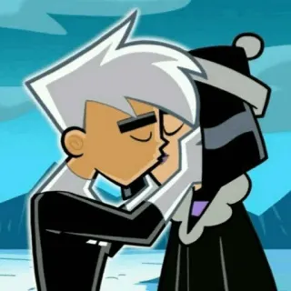 🦸‍♂ Danny Phantom cartoon, kiss, romance, love telegram sticker