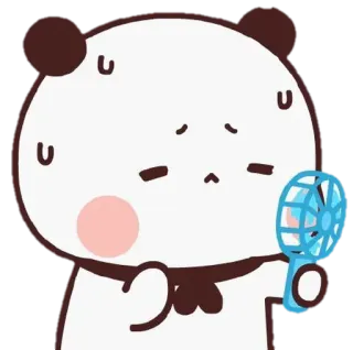 🍼 Panda, Kreskówka, Słodki, Spocony, Wiatrak, Lato, Gorąco telegram sticker