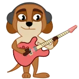 🎸 漫画, 動物, 犬, ギター, 音楽, ヘッドホン, ミュージシャン telegram sticker